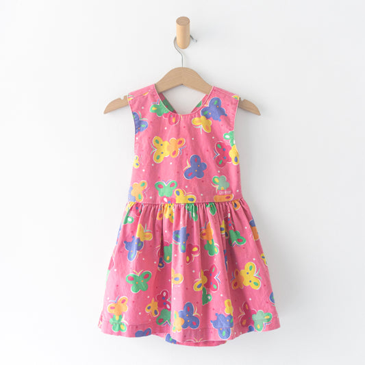 Vintage OshKosh Pink Butterfly Cross-Back Dress (2T)