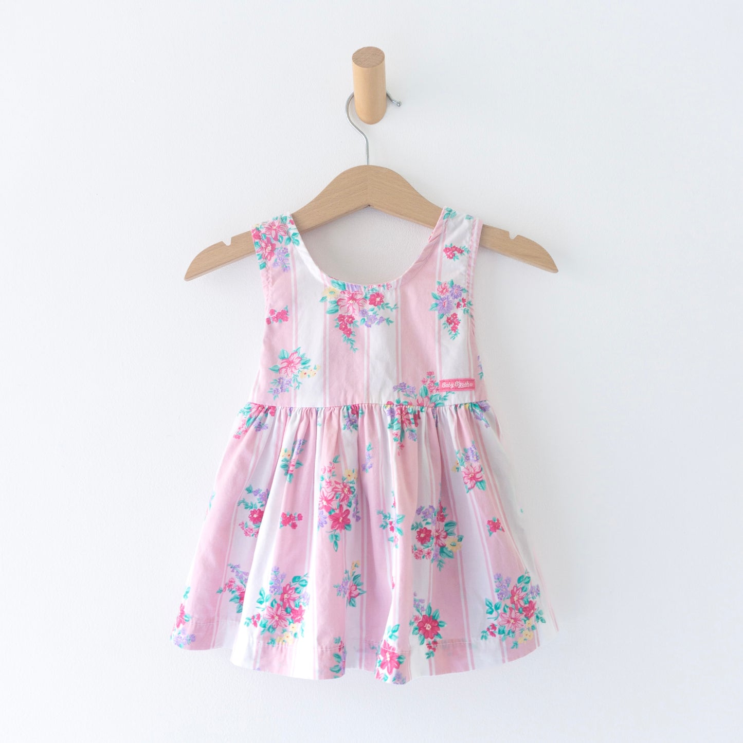 Vintage OshKosh Pink Floral Ribbon-Back Dress (12M)