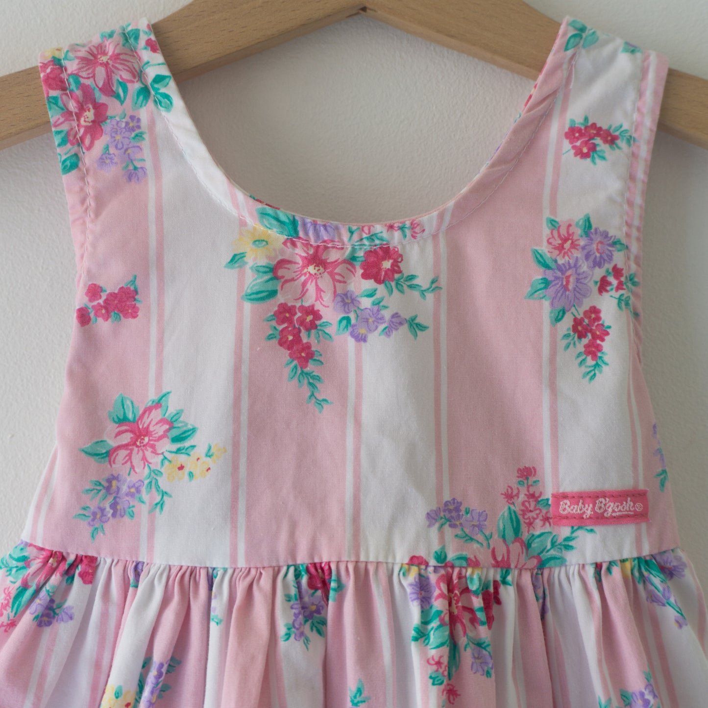 Vintage OshKosh Pink Floral Ribbon-Back Dress (12M)