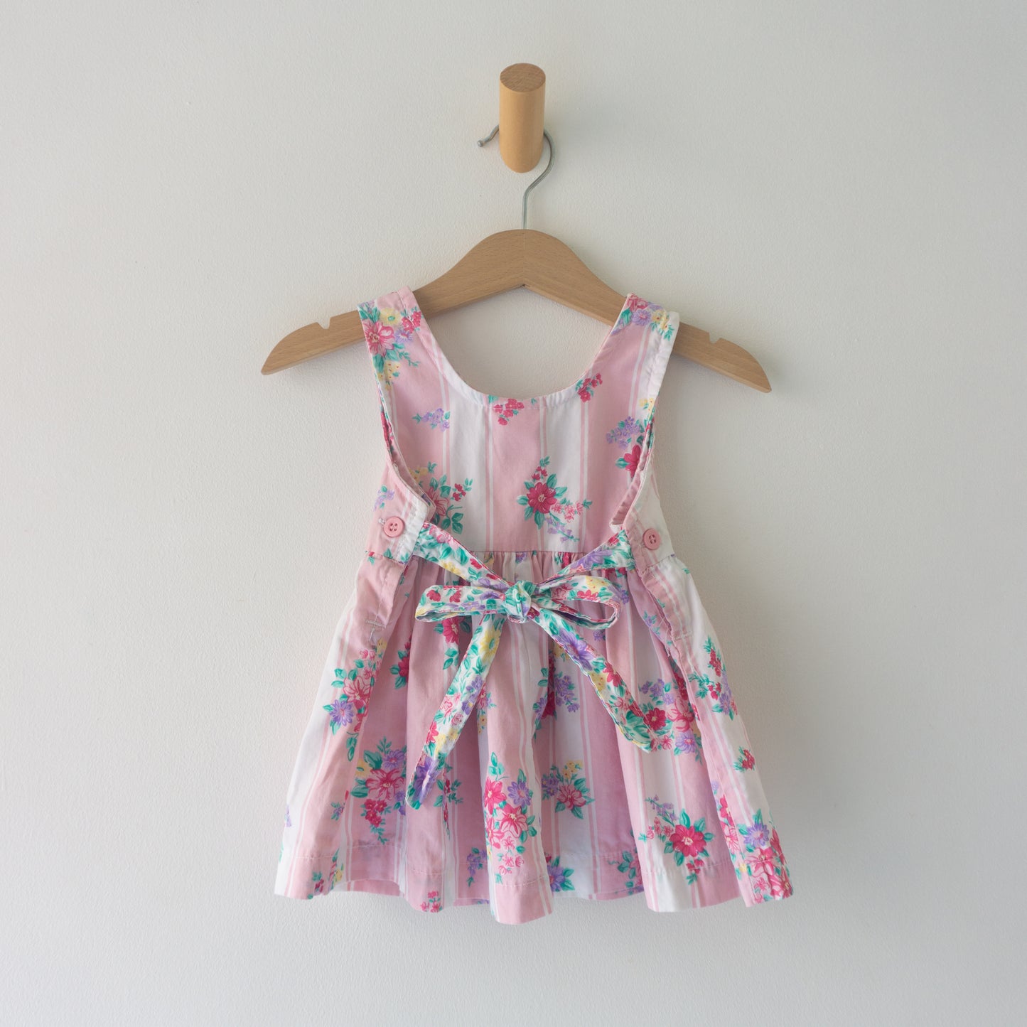 Vintage OshKosh Pink Floral Ribbon-Back Dress (12M)