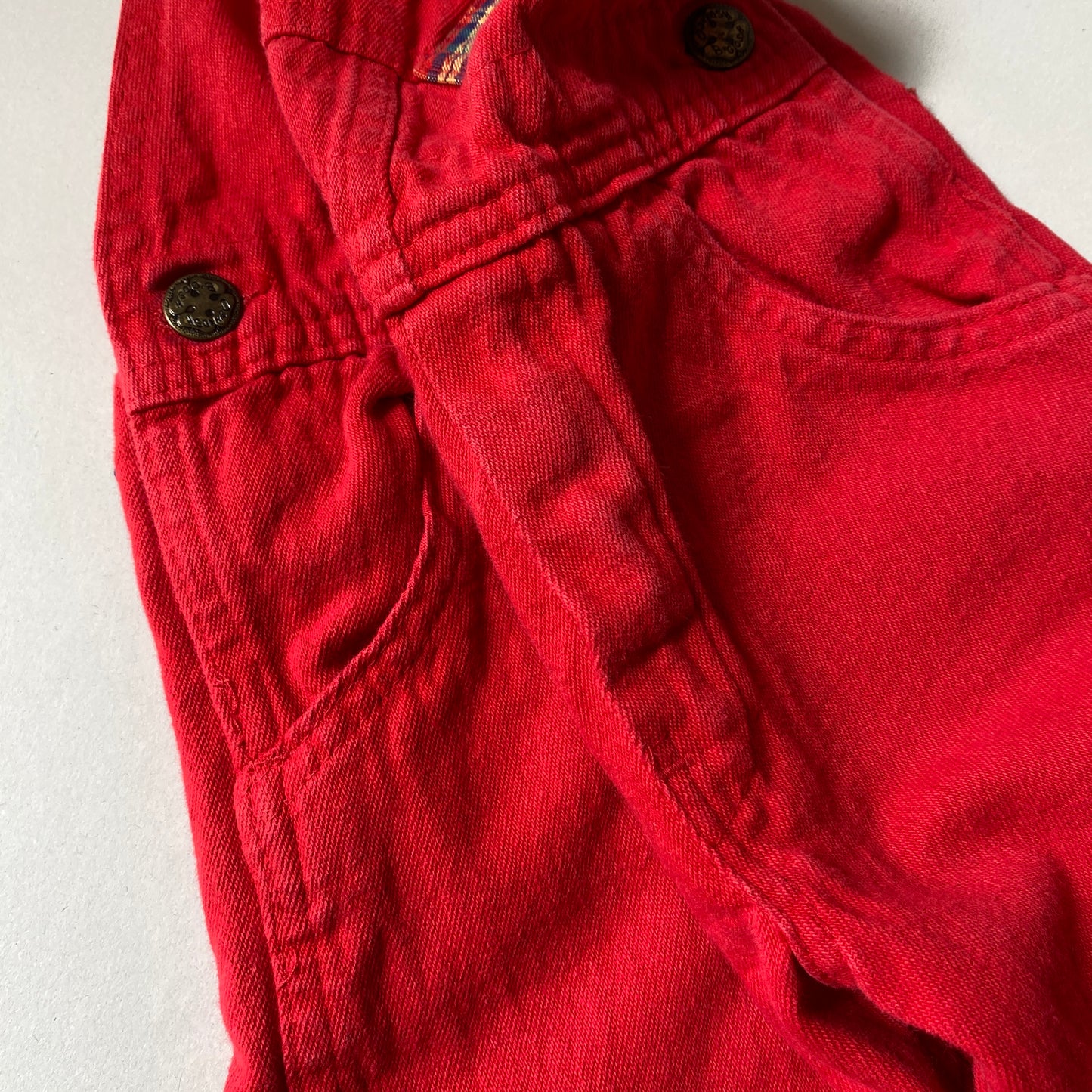 Vintage OshKosh Red Denim Plaid Overalls (3T)