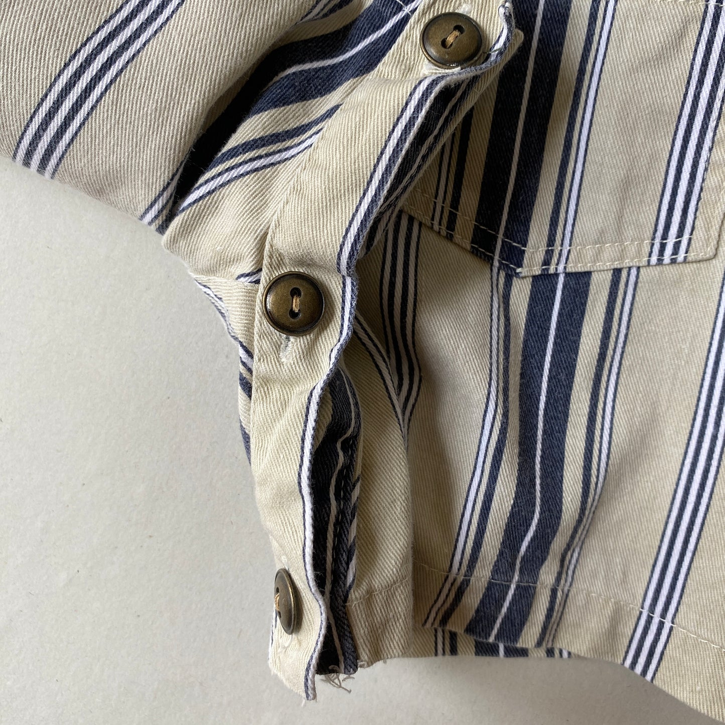 Vintage Beige/Navy Blue Multi-Stripe Shortalls (12M)