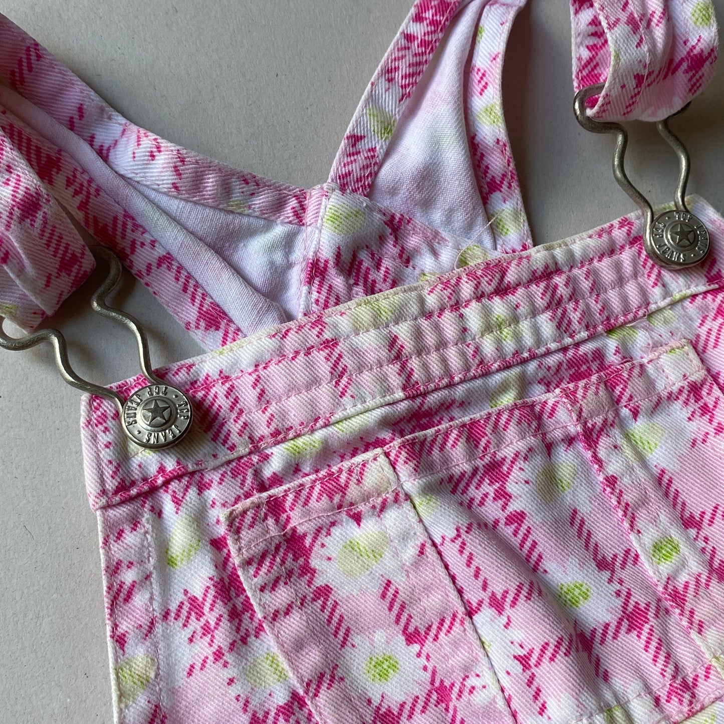 Vintage Pink Floral Plaid Overalls (18M)