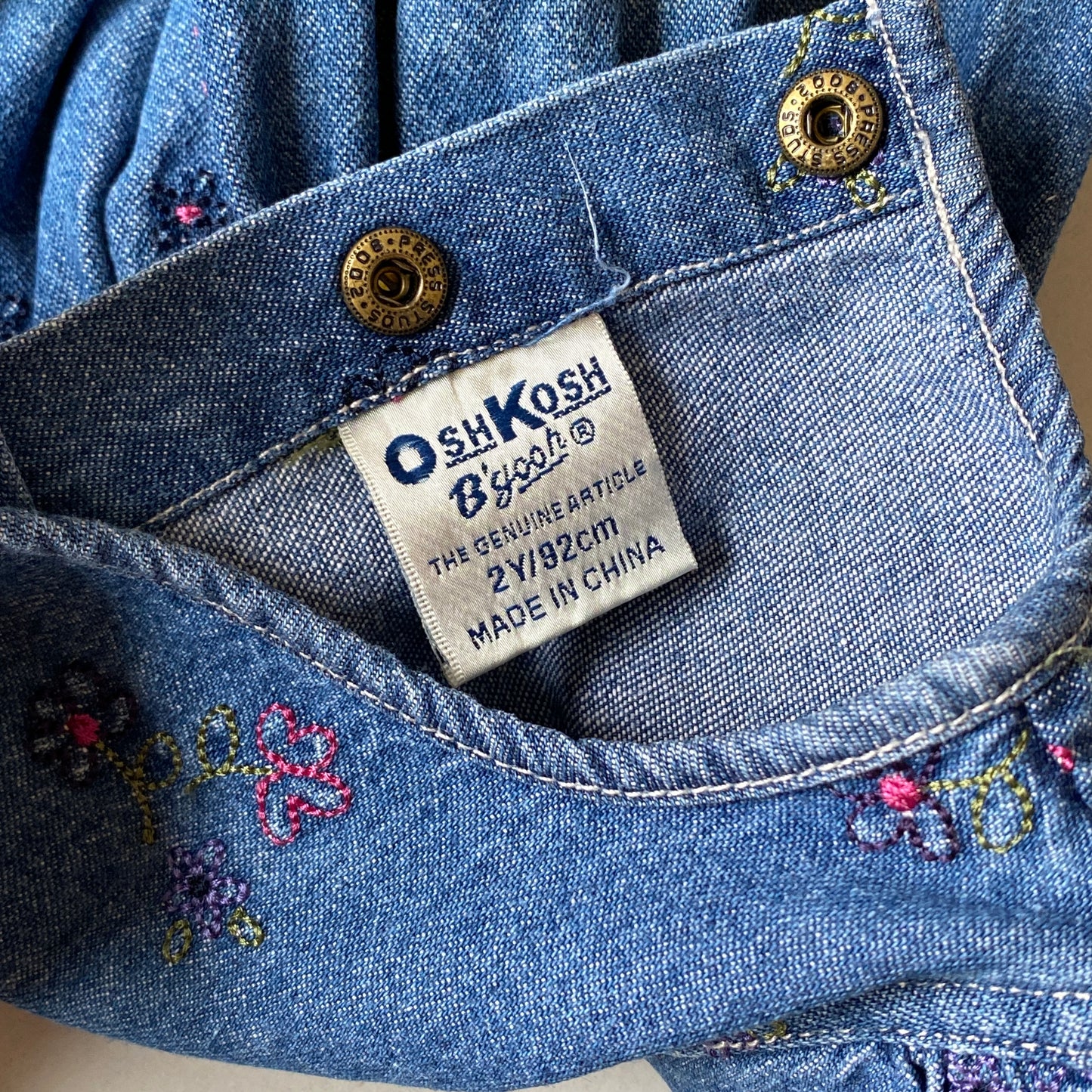 OshKosh Denim Floral Button-Back Dress (2Y)