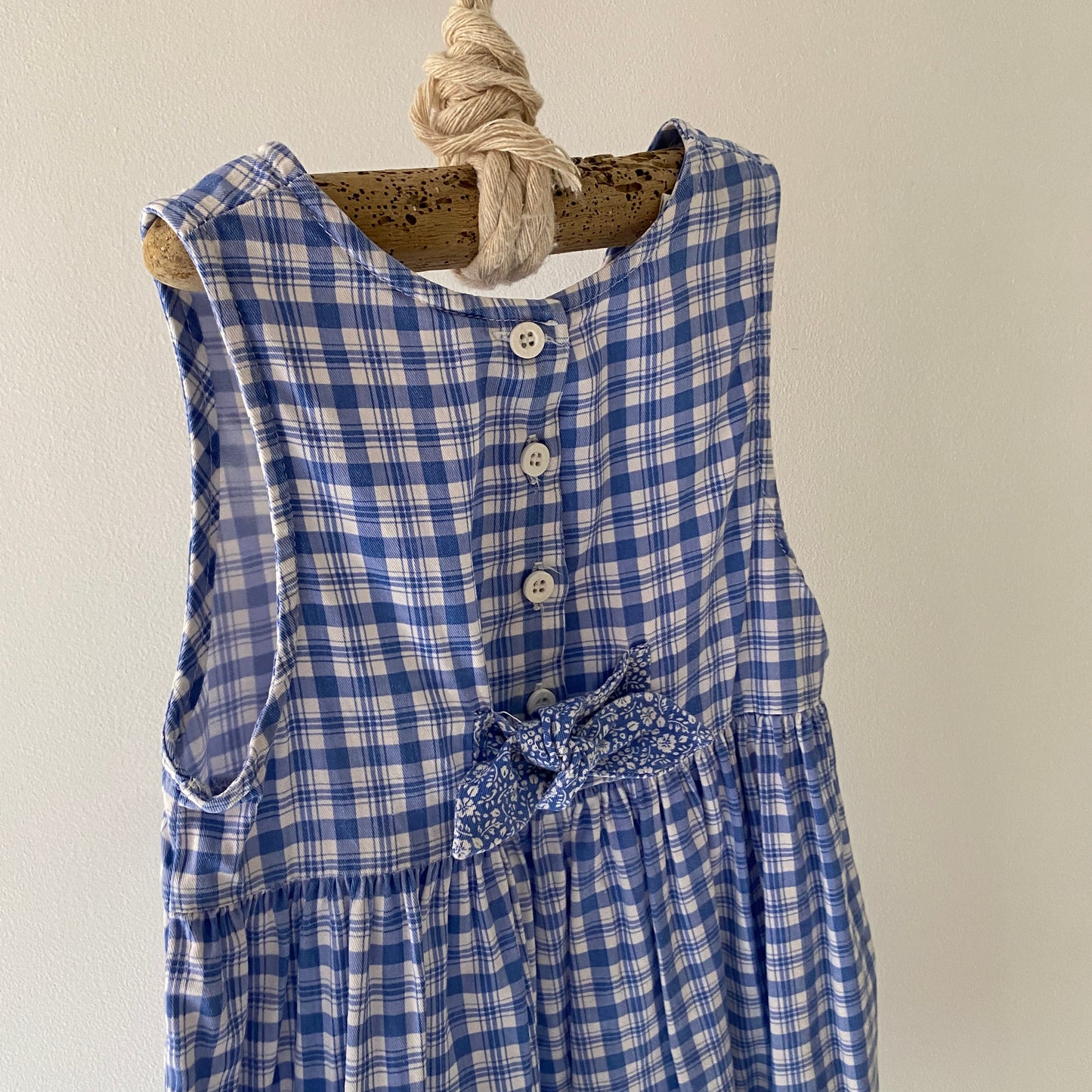 Vintage OshKosh Blue Plaid Tea Cup Dress (5Y)