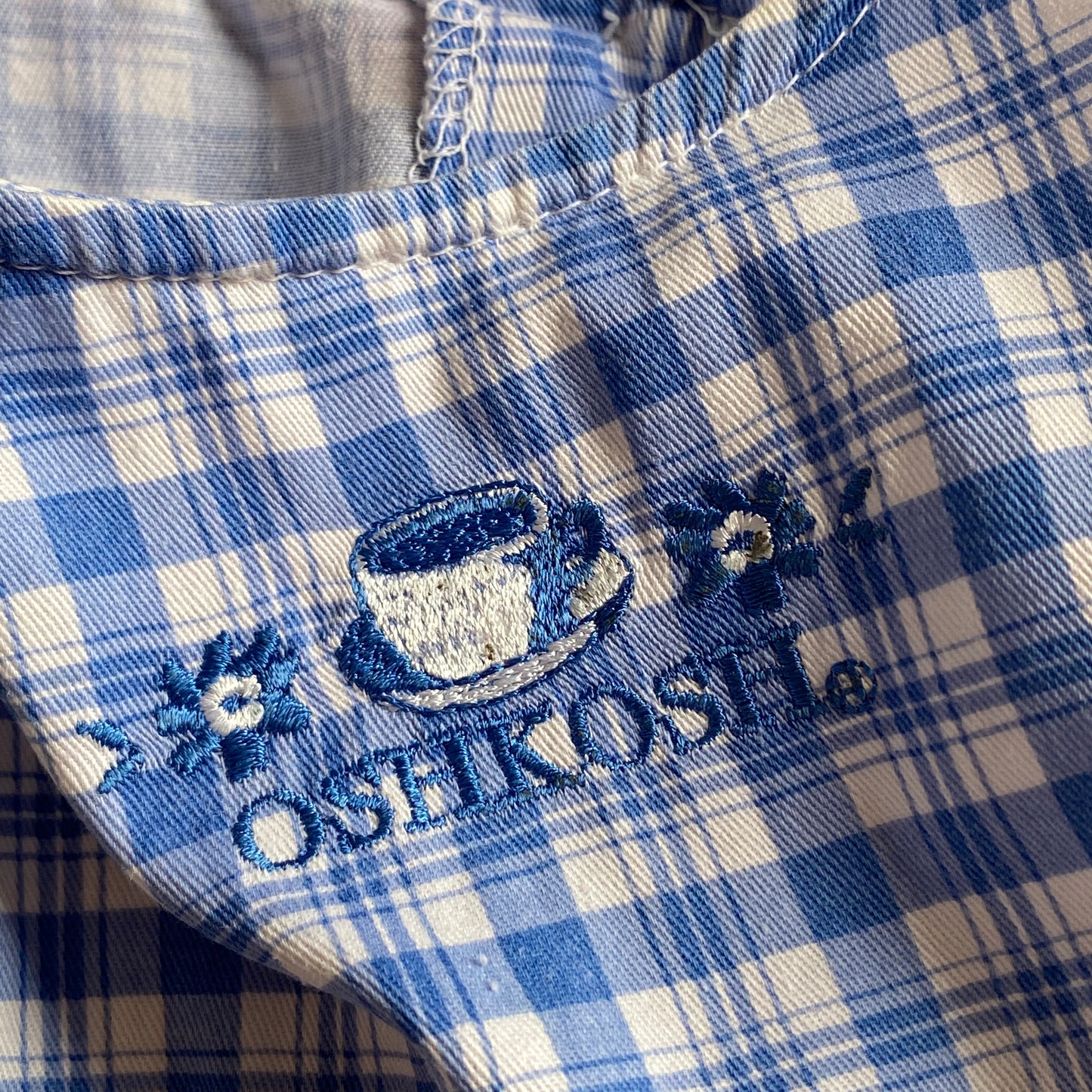 Vintage OshKosh Blue Plaid Tea Cup Dress (5Y)