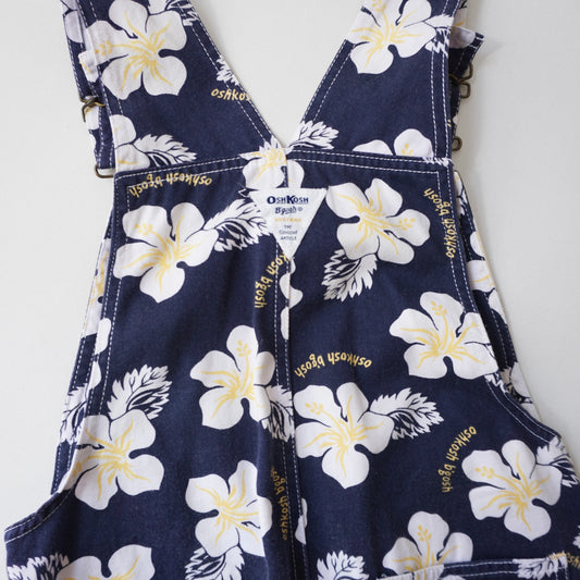 Aus - OshKosh Navy Blue Hibiscus Shortalls (7Y)