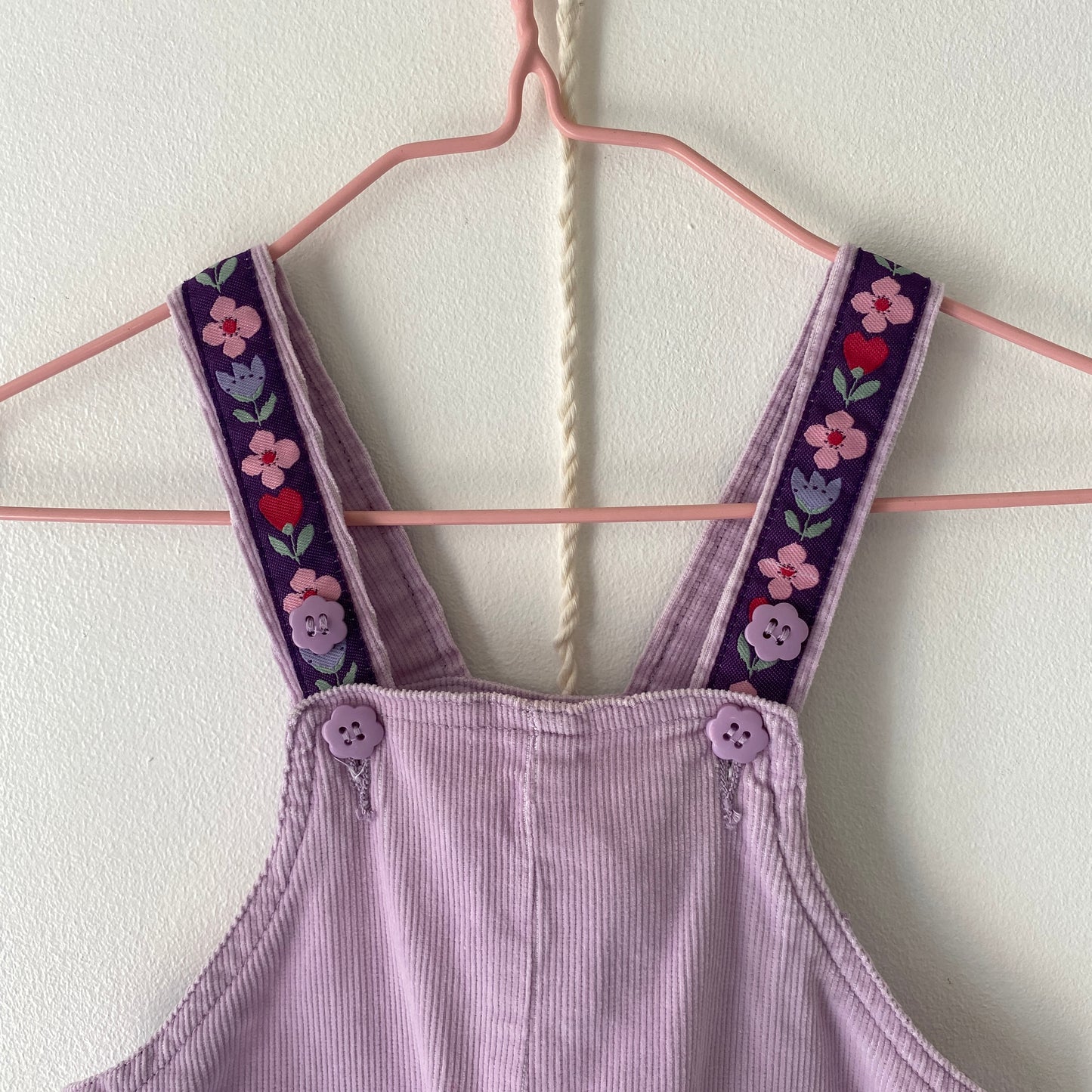 Vintage Mickey Minnie Floral Lavender Cord Overalls (3/6M)