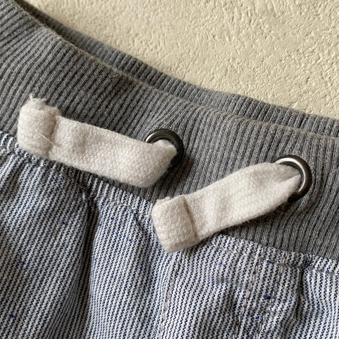 Functional Drawstring Grey Striped Shorts (2T)