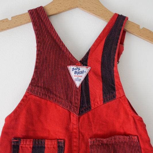 Vintage OshKosh Red Multi Stripe Denim Shortalls (18M)