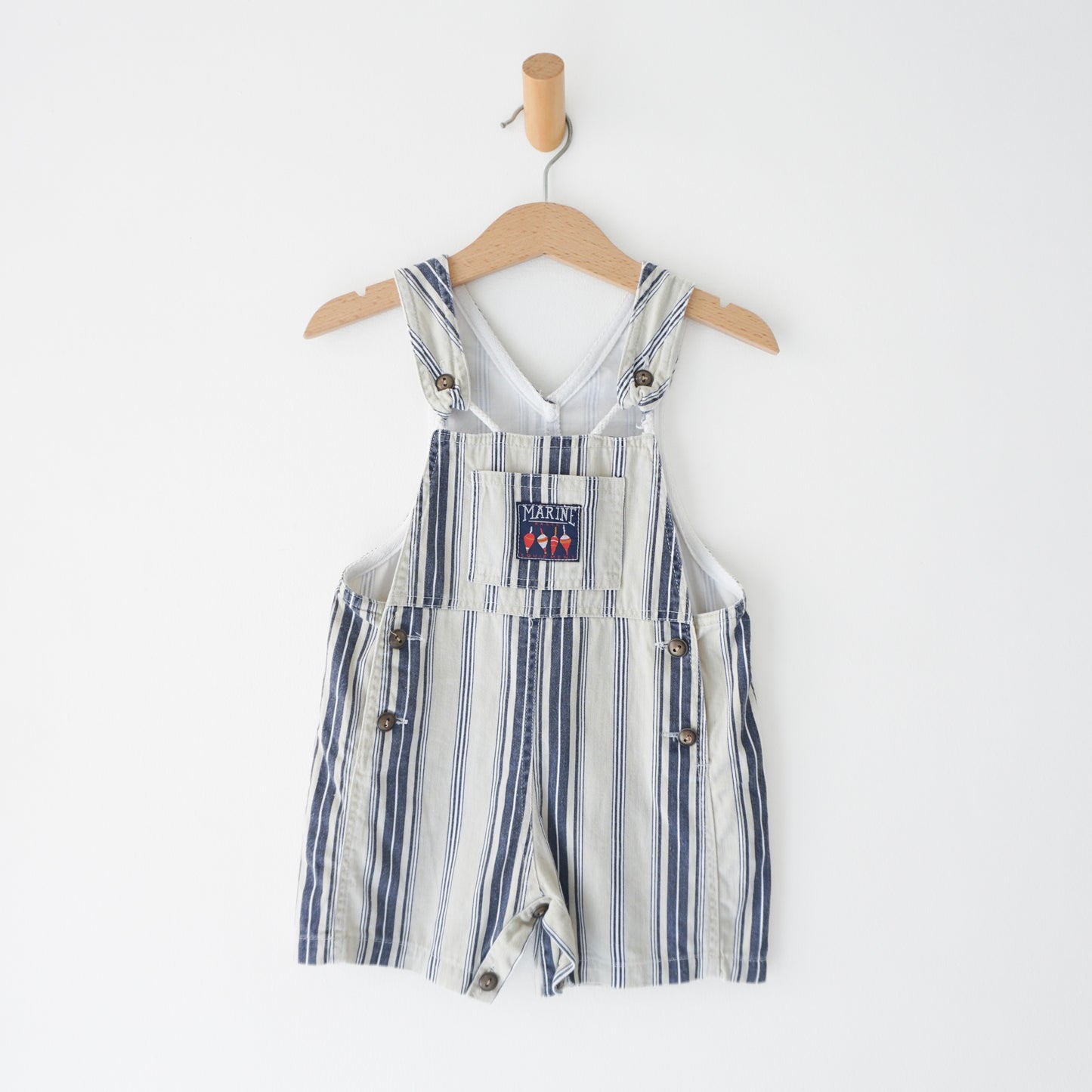 Vintage Beige/Navy Blue Multi-Stripe Shortalls (12M)