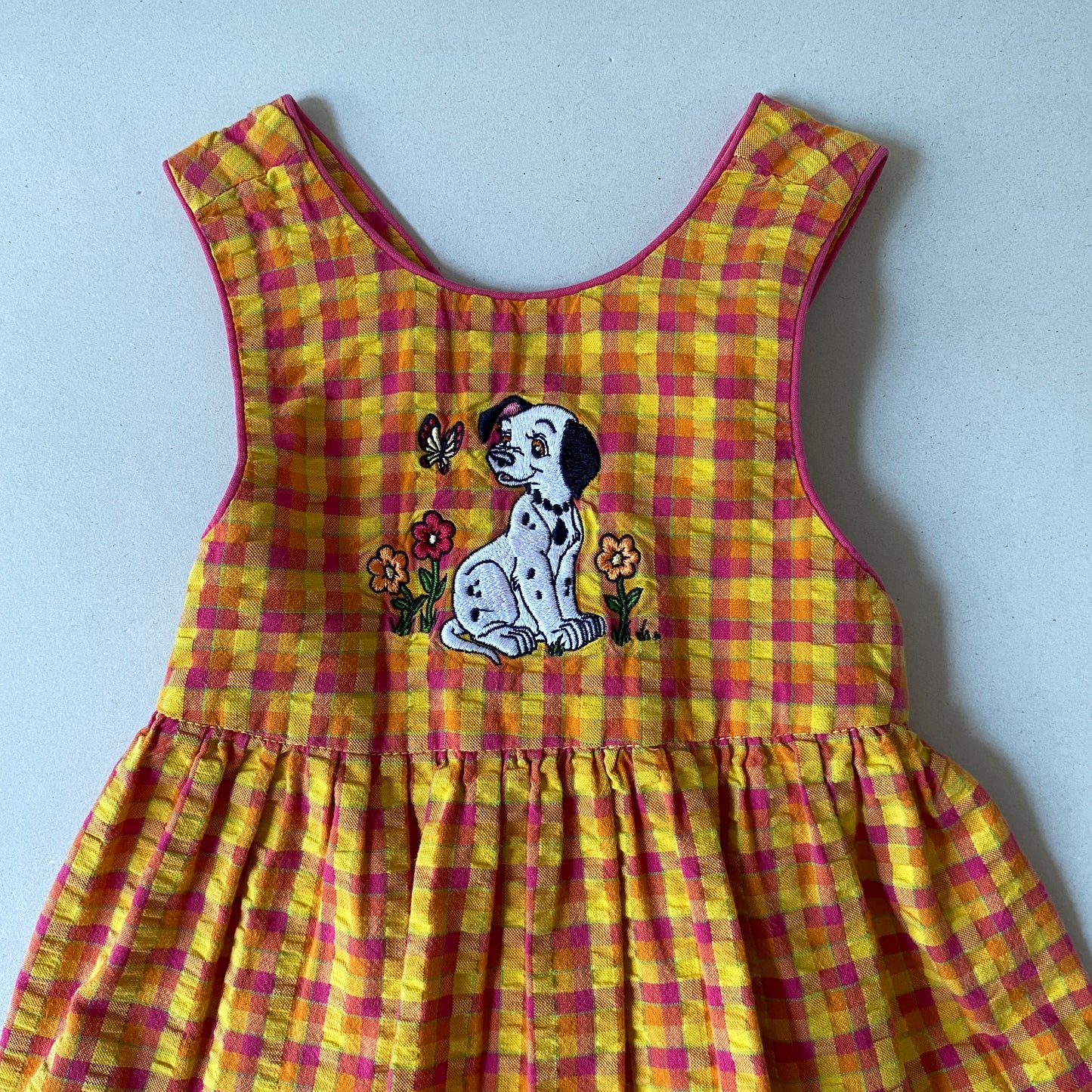 Vintage Disney 101 Dalmatians Orange Yellow Plaid Dress (6M)