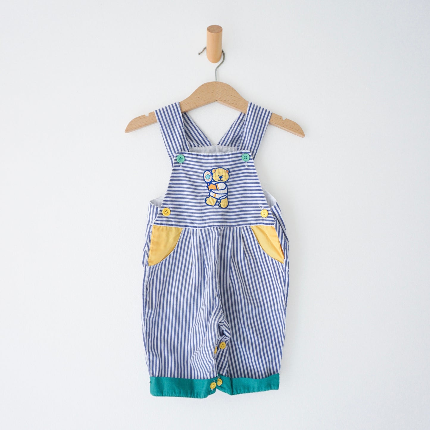 Vintage Bear Stripe Overalls (6/9M)