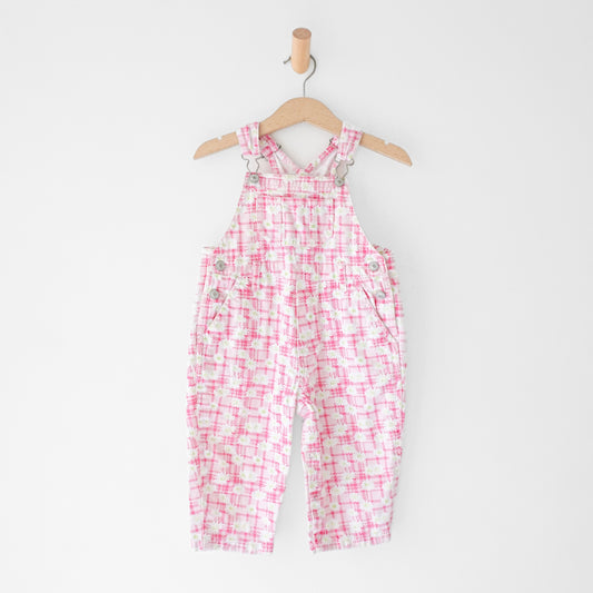 Vintage Pink Floral Plaid Overalls (18M)