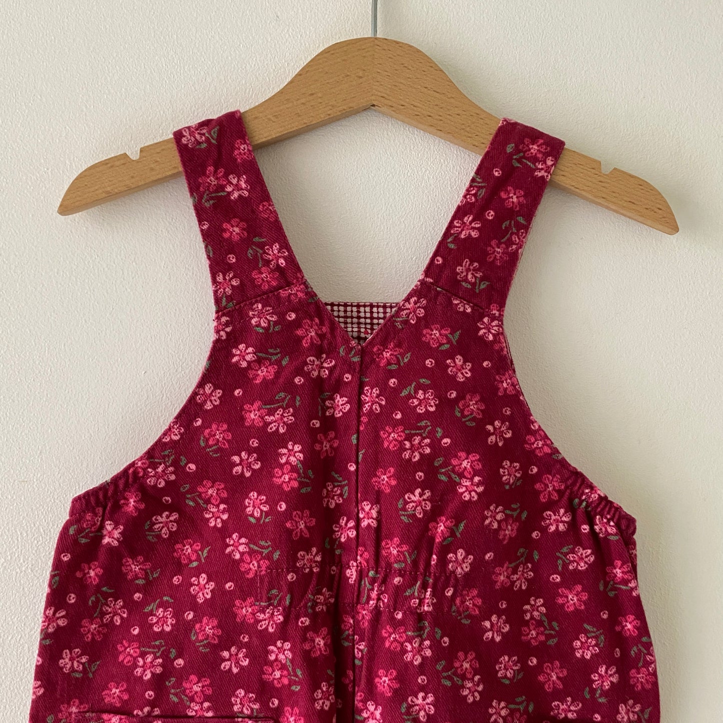 Vintage Ditsy Floral Magenta Denim Overalls (18-24M)