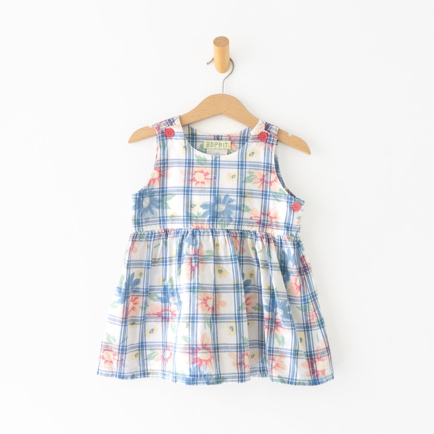 Vintage Pastel Floral Plaid Dress (2T)