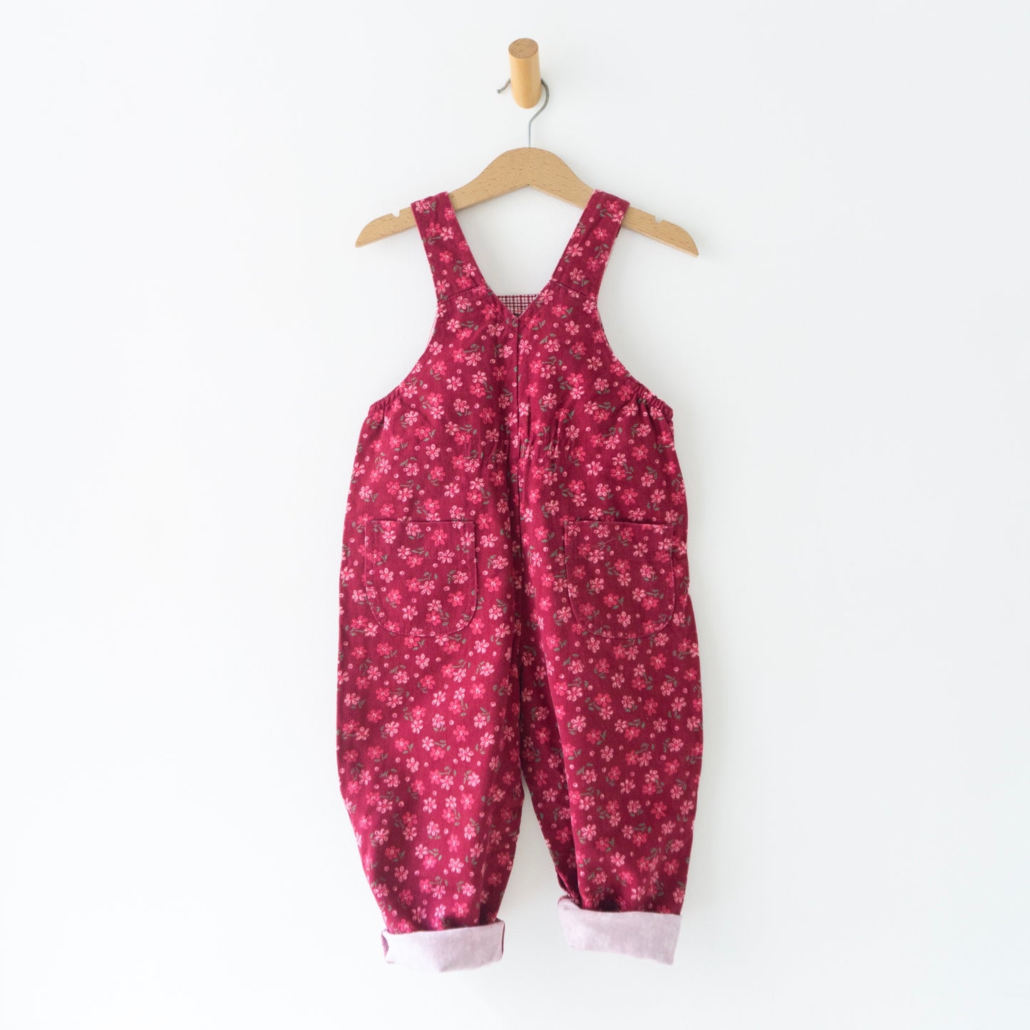 Vintage Ditsy Floral Magenta Denim Overalls (18-24M)