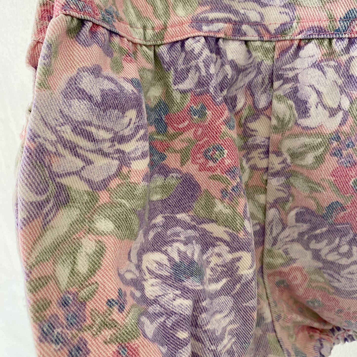 HTF Vintage OshKosh Lilac Pink Floral Denim Bubble (2T)