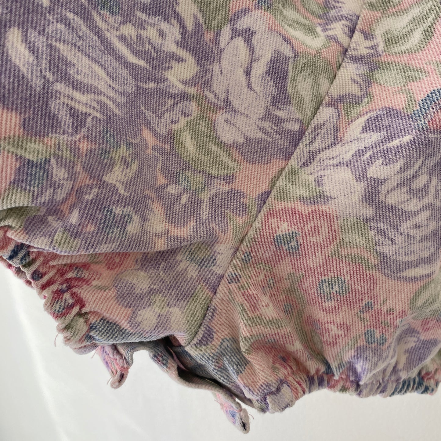 HTF Vintage OshKosh Lilac Pink Floral Denim Bubble (2T)