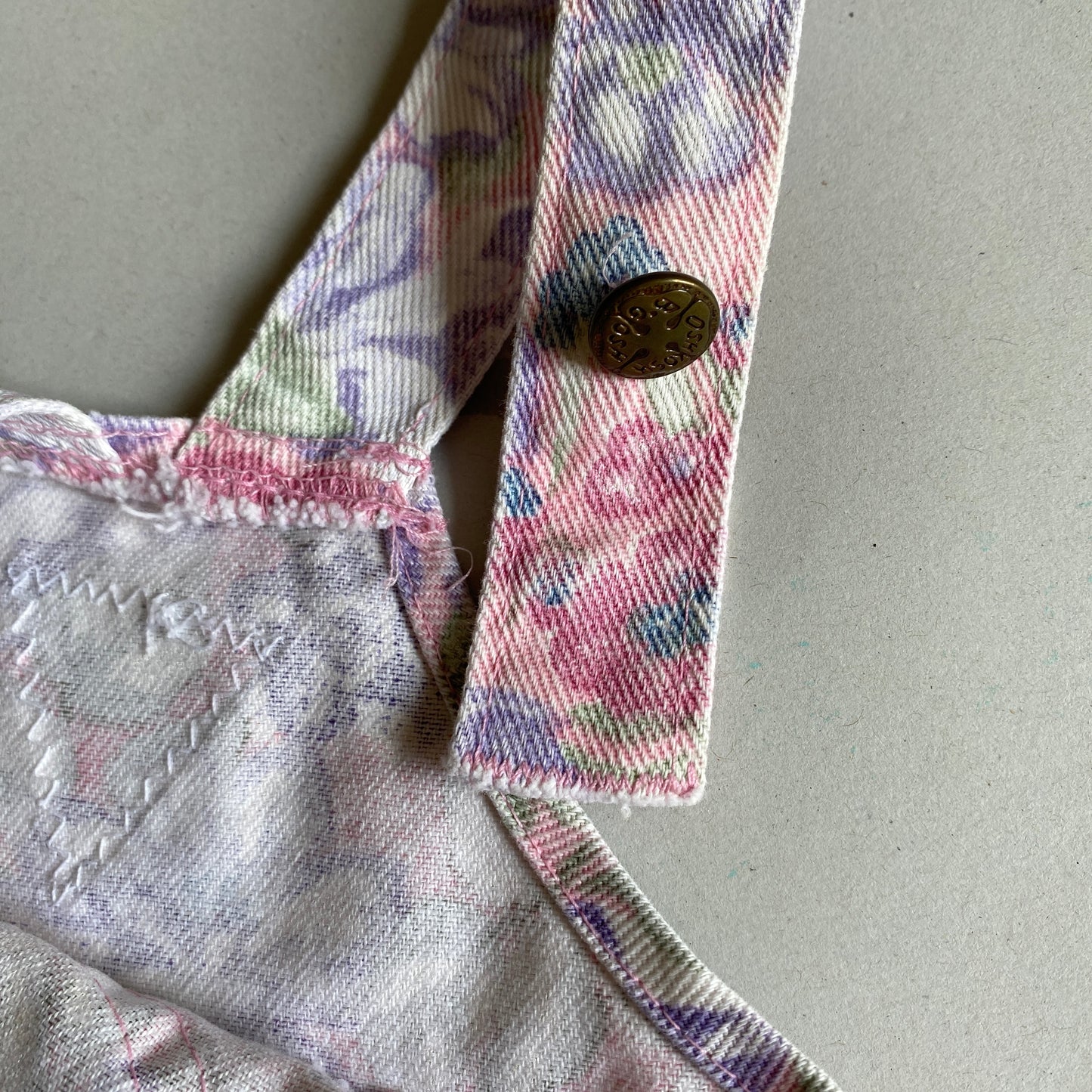 HTF Vintage OshKosh Lilac Pink Floral Denim Bubble (2T)