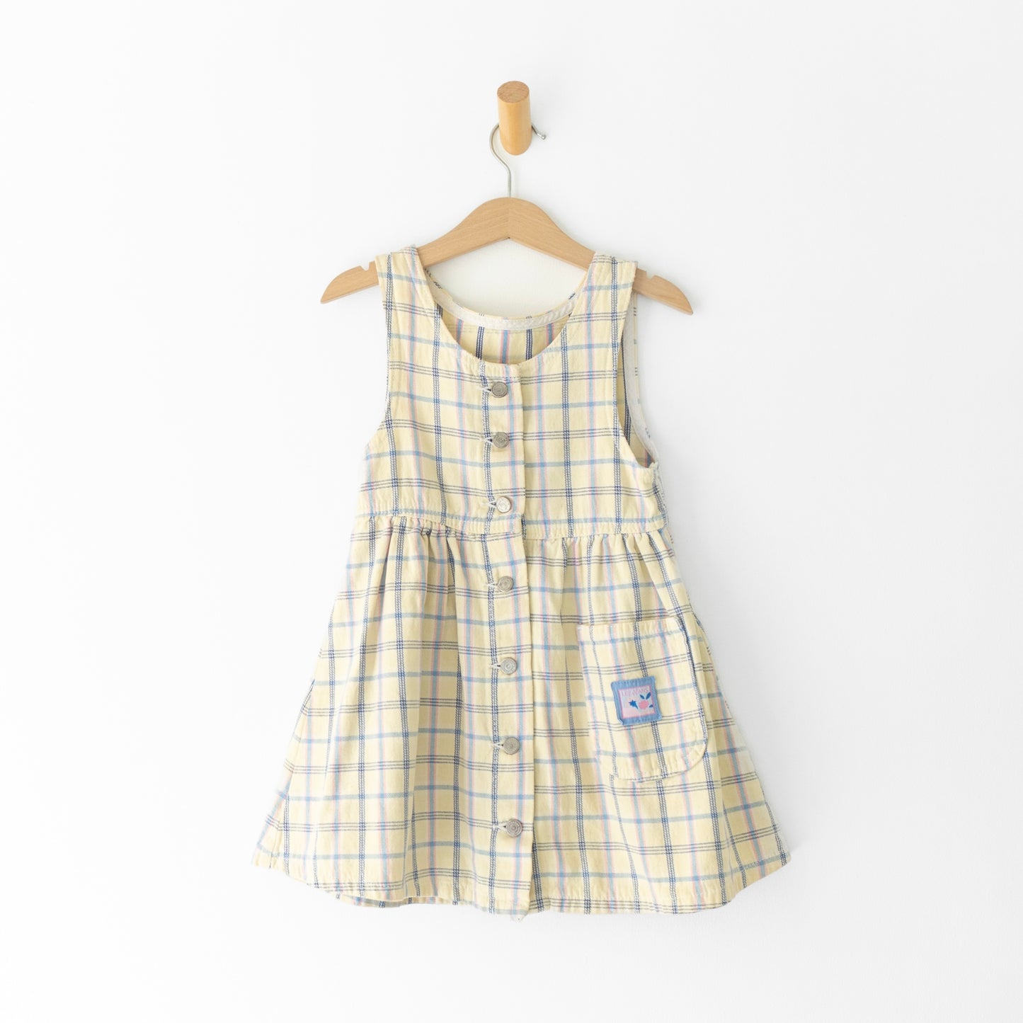 Vintag Lee Girls Pastel Plaid Button-Front Denim Dress (4T)