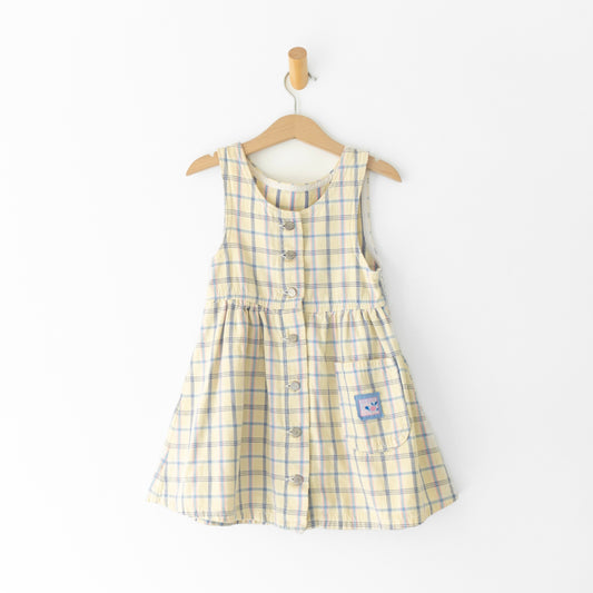 Vintag Lee Girls Pastel Plaid Button-Front Denim Dress (4T)