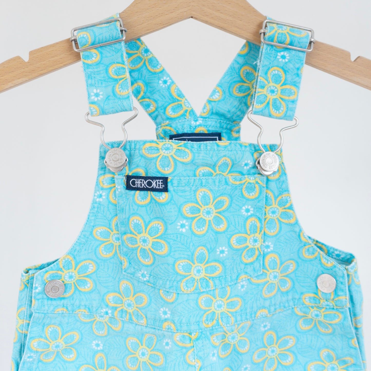 Y2K Turquoise Yellow Floral Shortalls (18M)