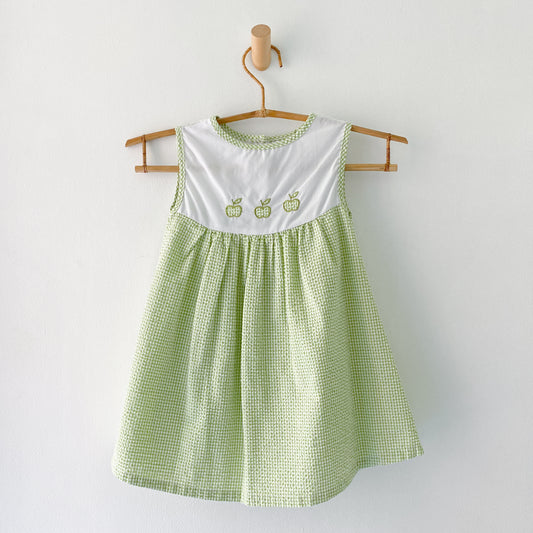 OshKosh Lime Green Checks Apple Dress (6Y)