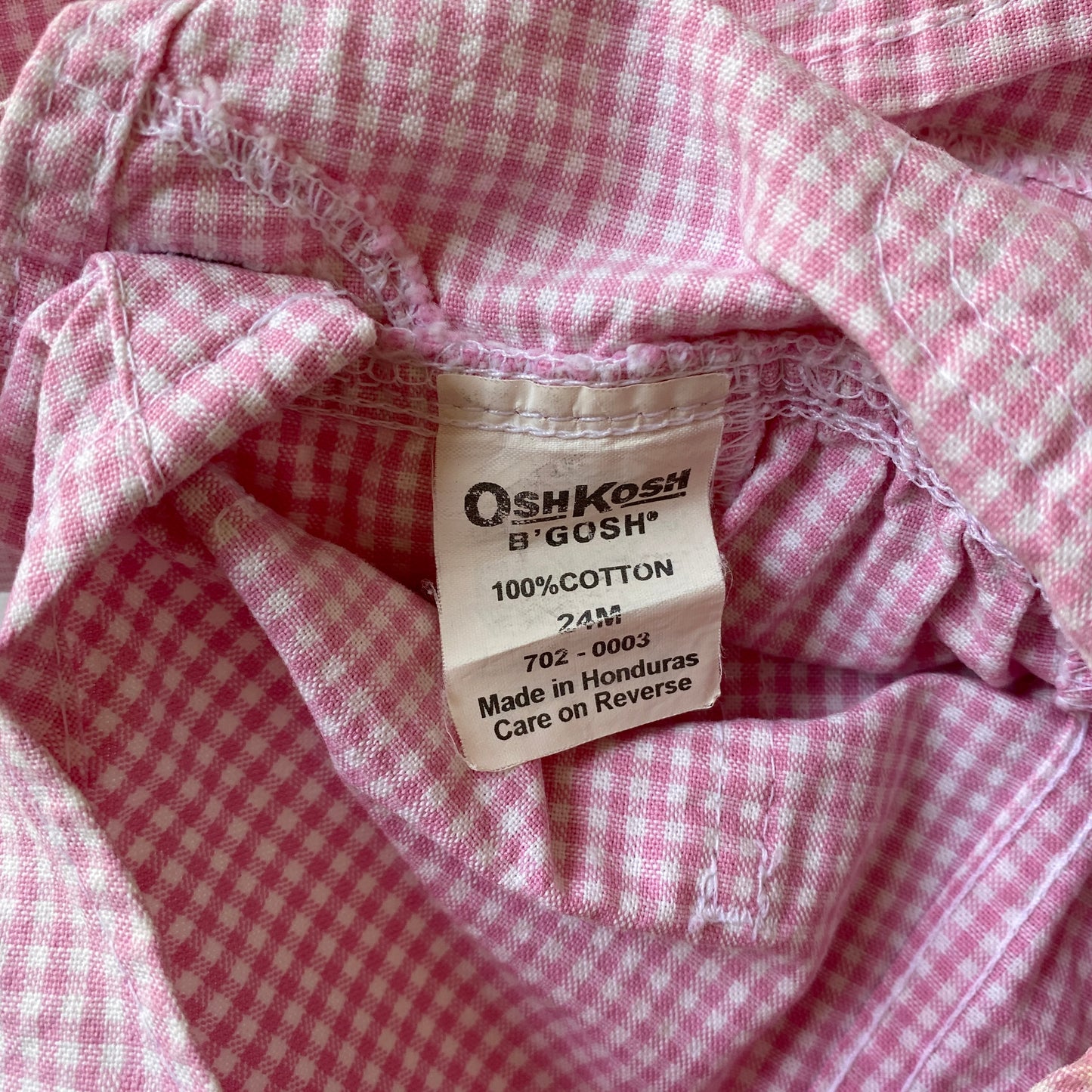 Vintage OshKosh Pink Gingham Shortalls (24M)