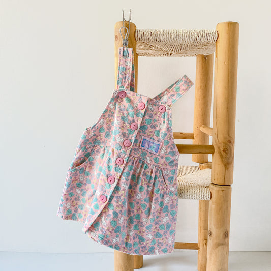 Vintage OshKosh Bunnies Bears Pink Pinafore Dress (12M)