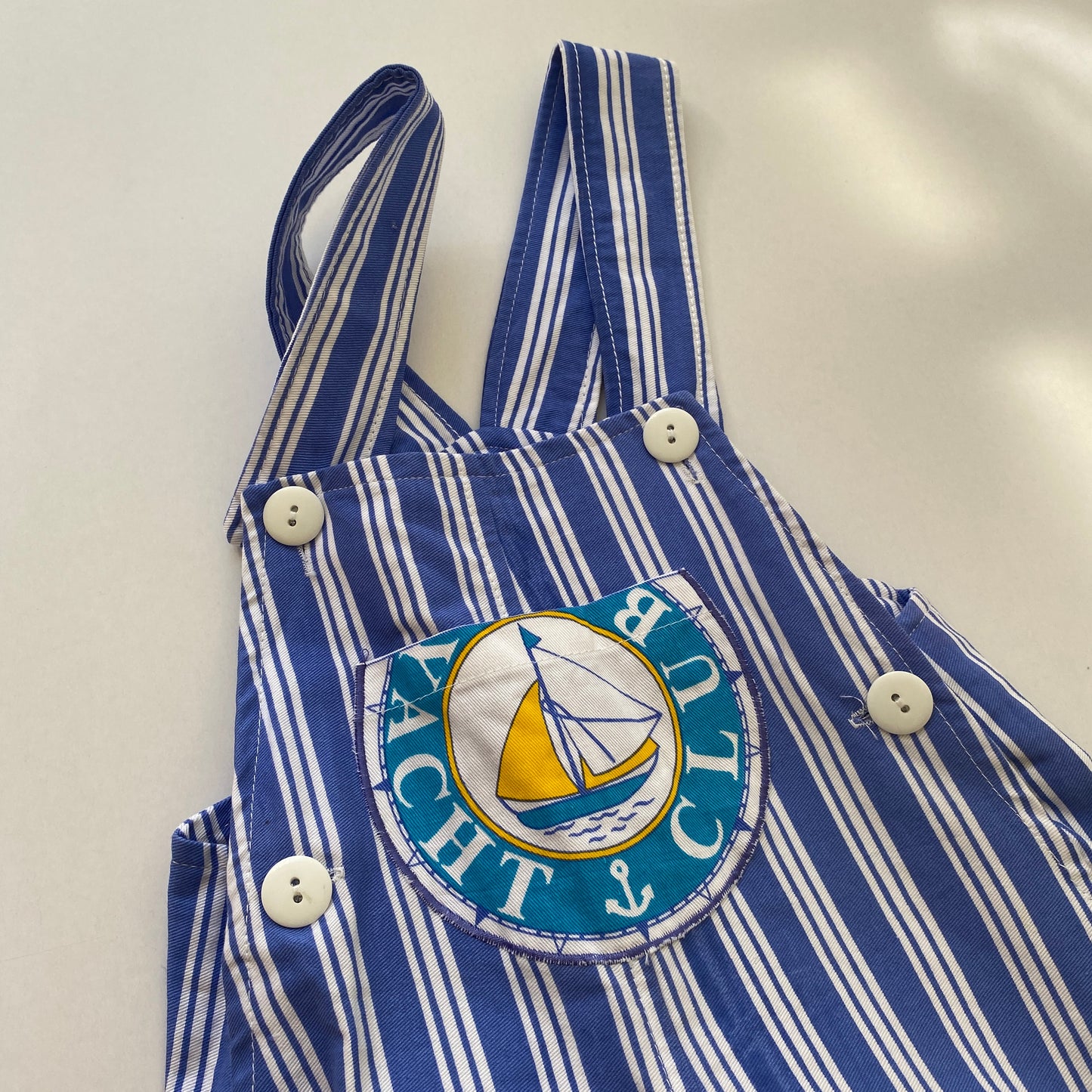 Vintage Blue Striped Yacht Club Overalls (12/18M)