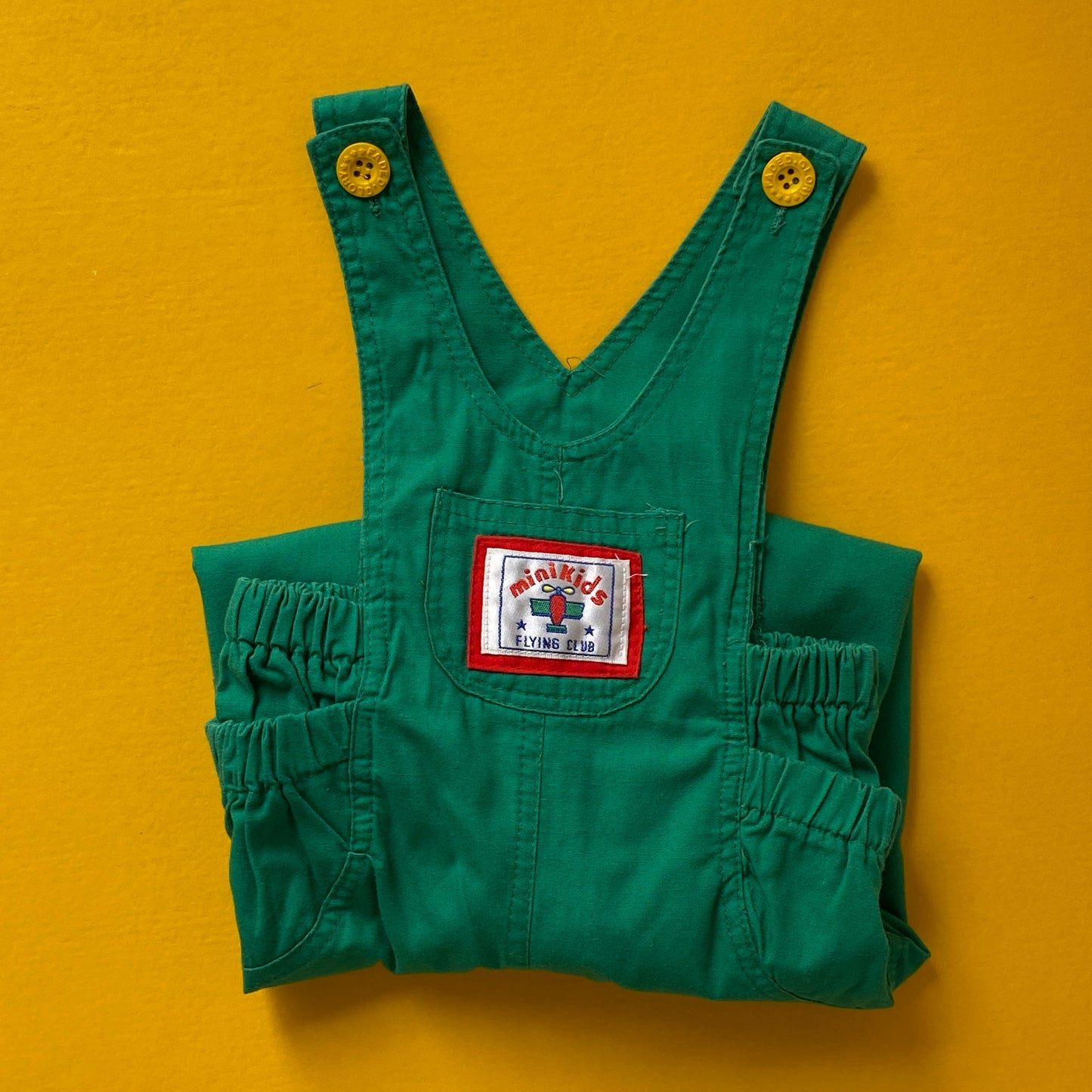 Vintage Green Plane Patch Overalls (6M)