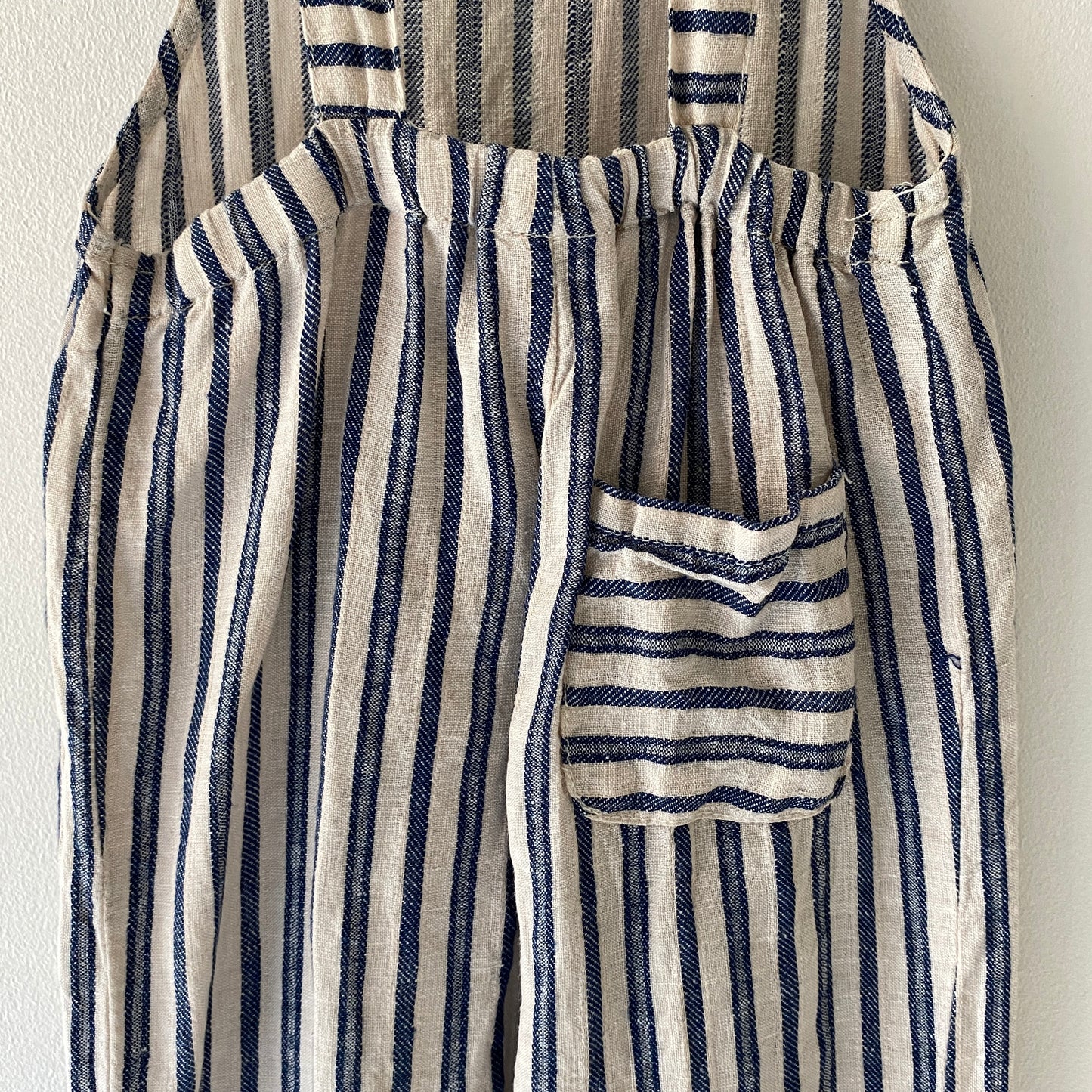 Blue Linen Striped Overalls (18/24M)