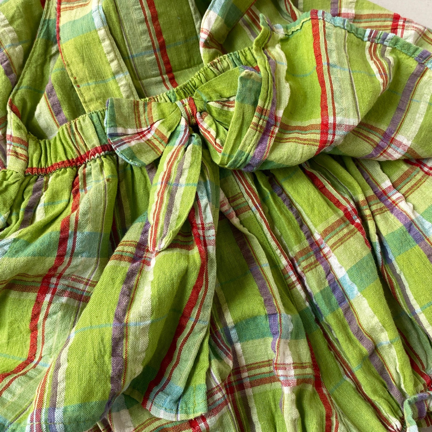 Vintage Yellow Green Plaid Garden Skirt Romper (6/9M)
