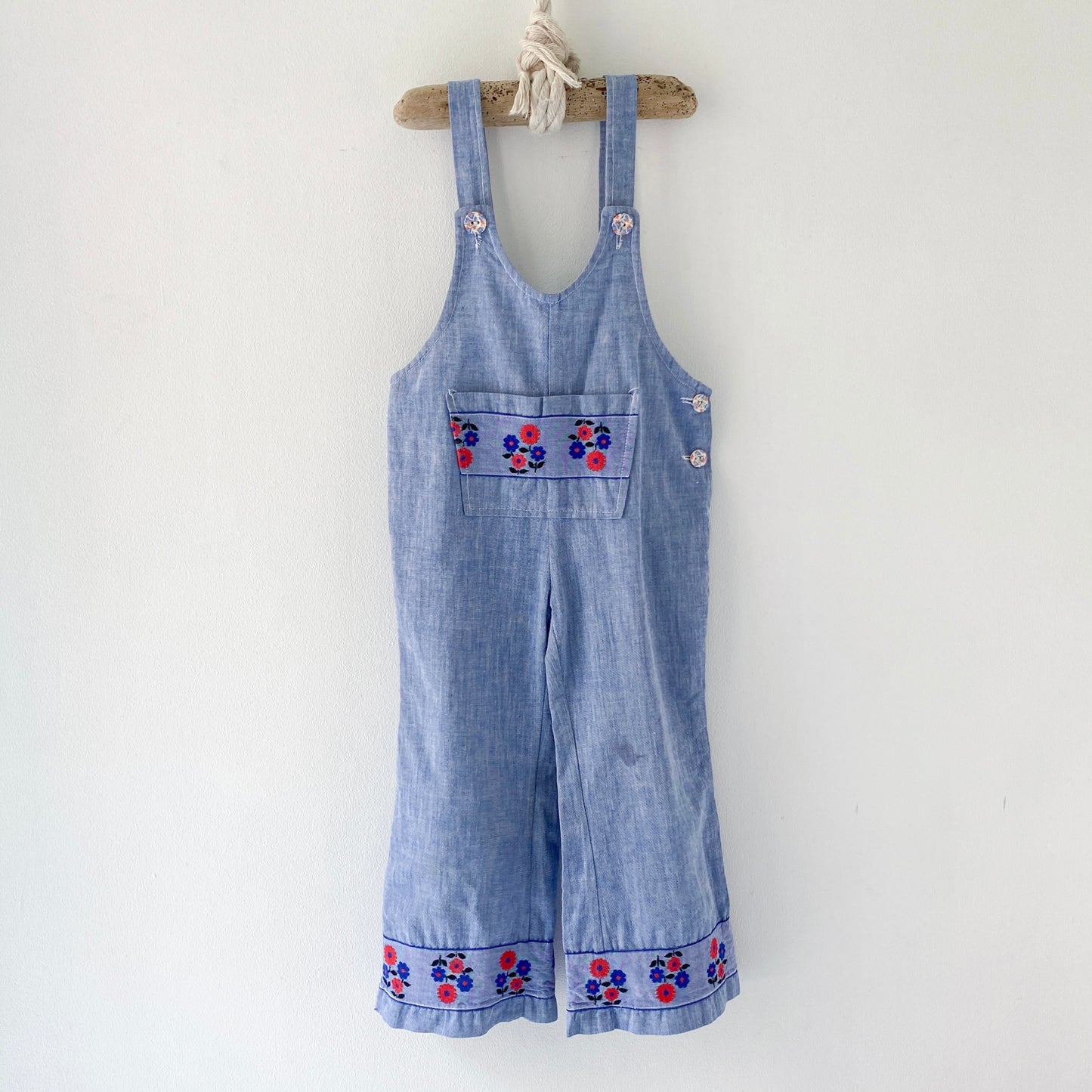 Vintage Swiss-Made Floral Flared Overalls (18/24M)