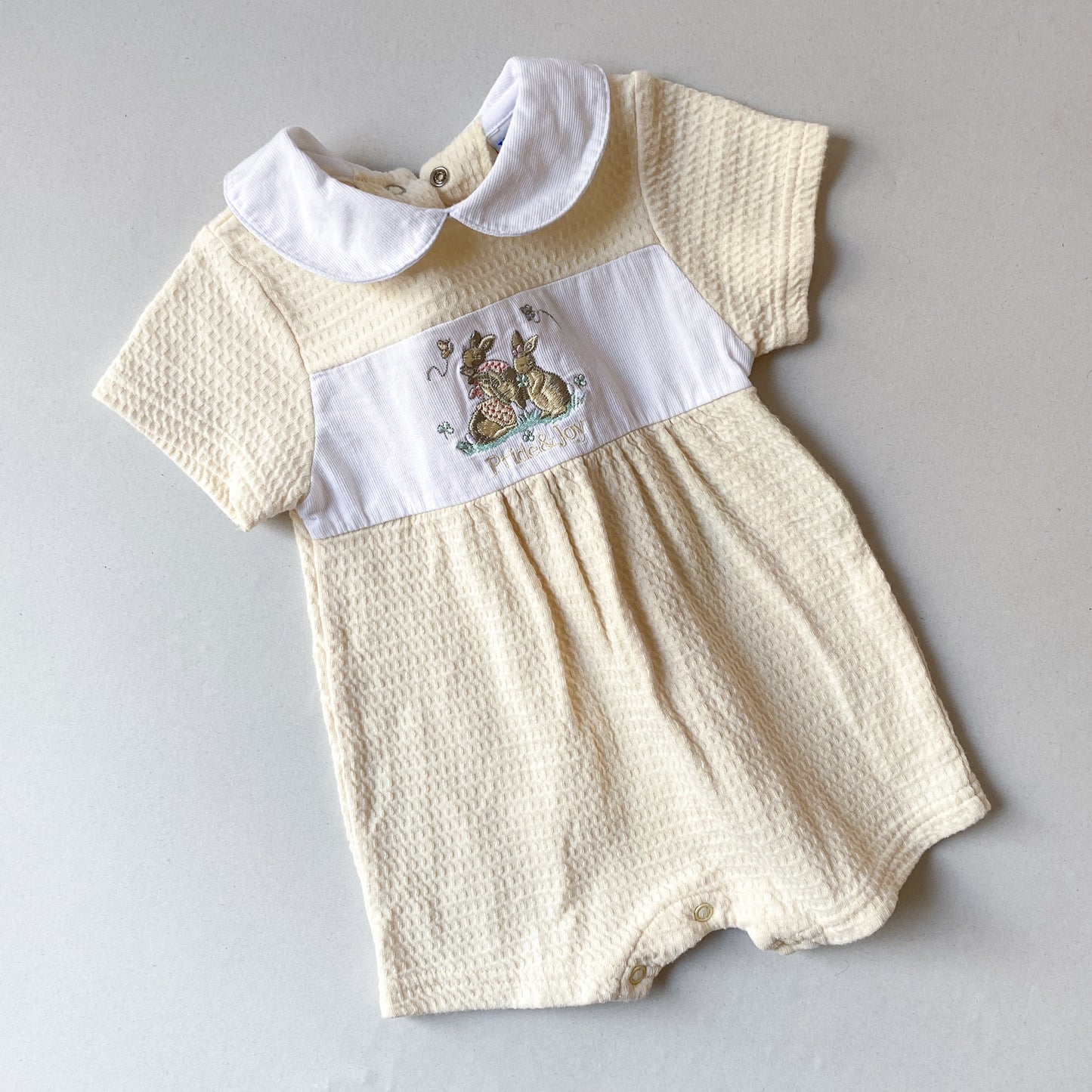 Vintage Light Yellow Peter Pan Collar Romper (6M)