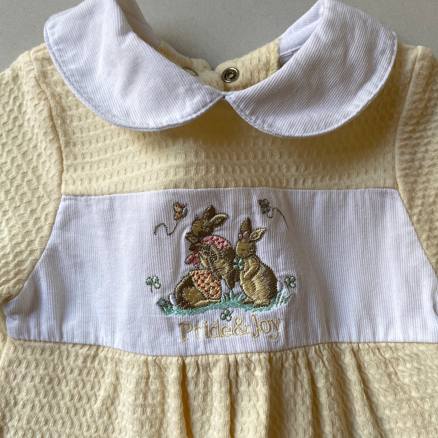 Vintage Light Yellow Peter Pan Collar Romper (6M)