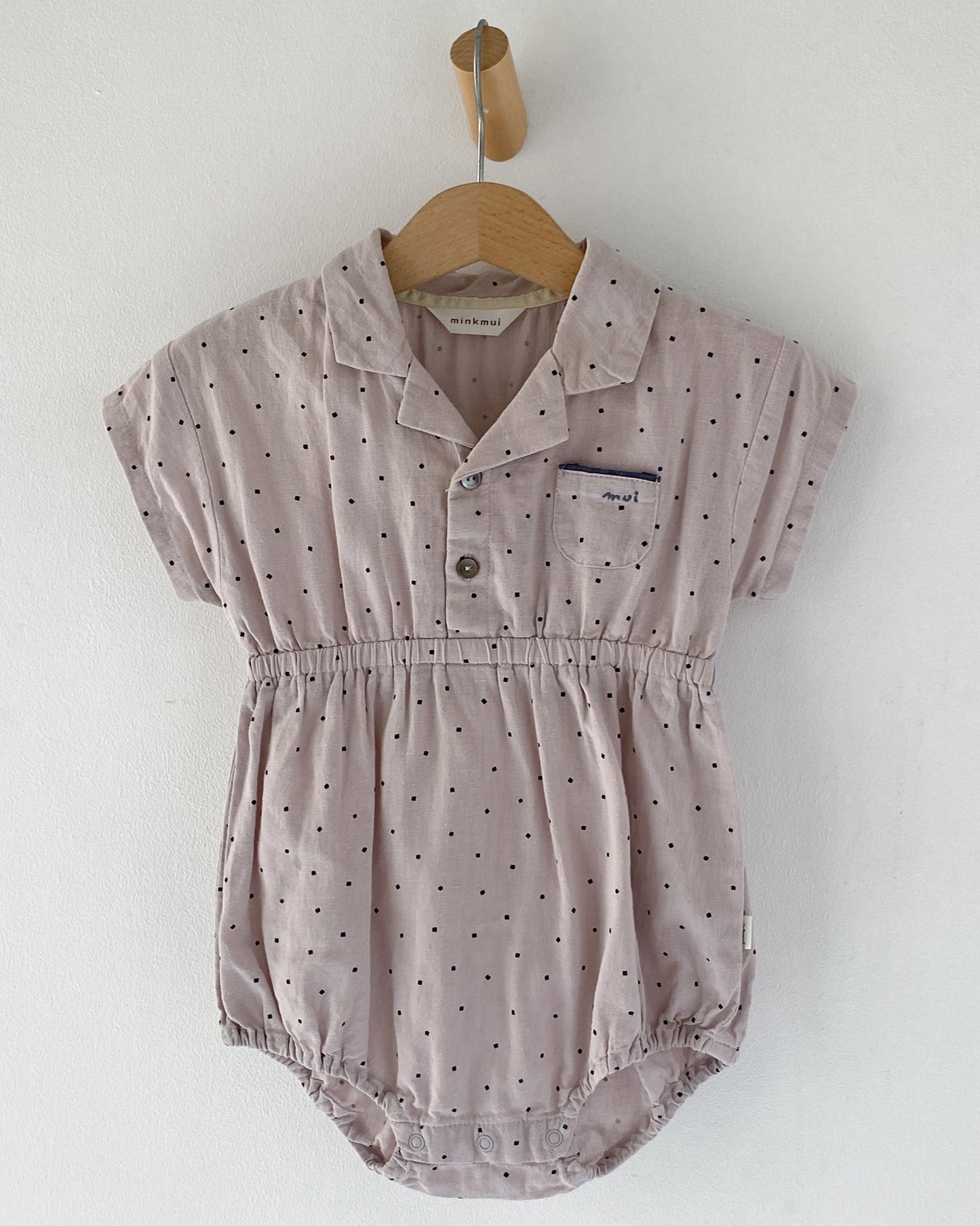 Notched Collar Grey/Mauve Bodysuit (18/24M)