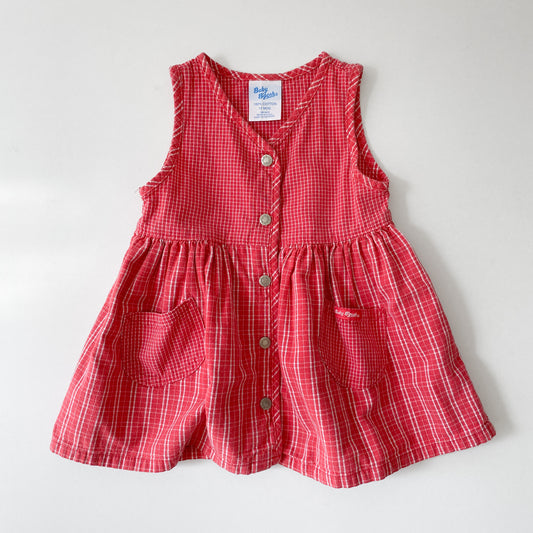 Vintage OshKosh Red Check Button-Down Dress (12M)