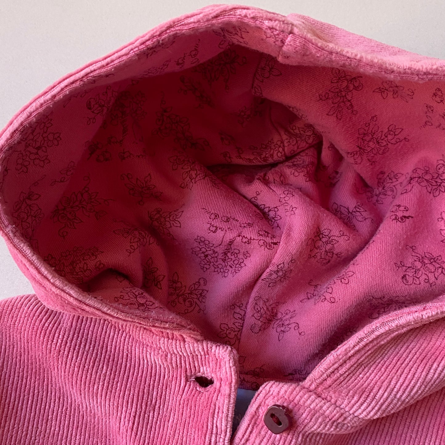 Pooh Dark Pink Pincord Ruffle Hoodie Jacket (3/6M)