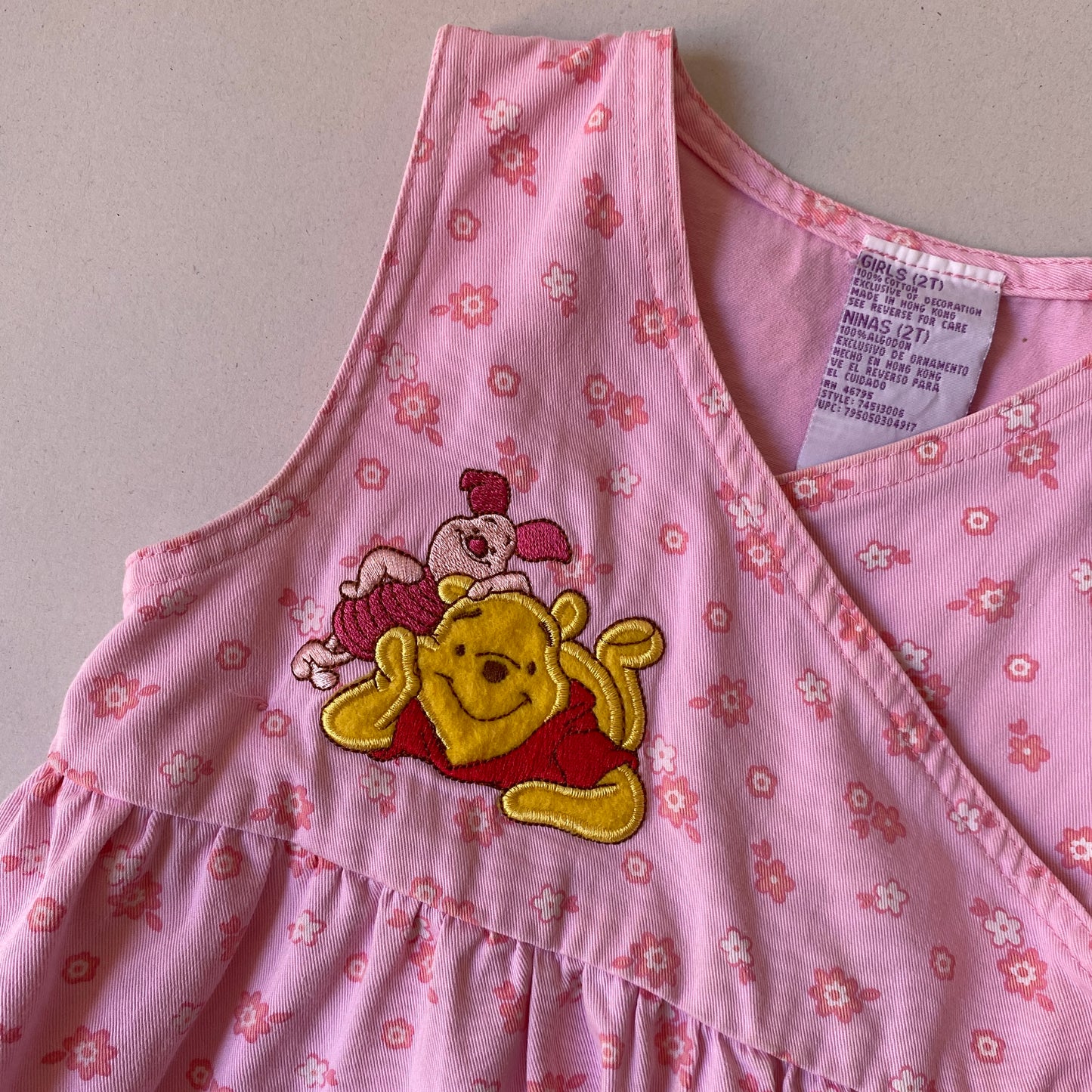 Pooh Piglet Pink Floral Tie-Side Dress (2T)