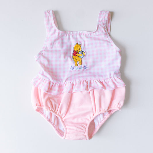 Vintage Pooh Paset Pink Gingham One Piece Swimsuit (18M)